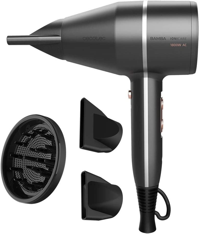 Secador de pelo Cecotec Bamba IoniCare Power Style 5500 color negro con accesorios