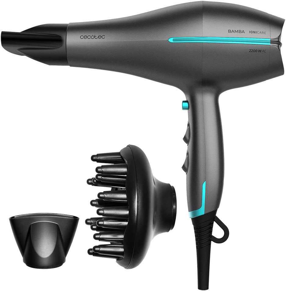 Secadora de cabello Bamba Ionicare Maxi Aura color gris con difusor y concentrador