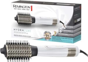 Cepillo de Aire Moldeador Remington Hydraluxe color blanco con su caja