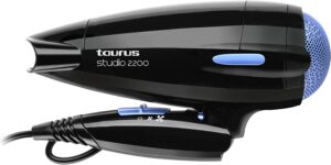 Secador Turus Studio 2200 con mango plegable color negro y azul